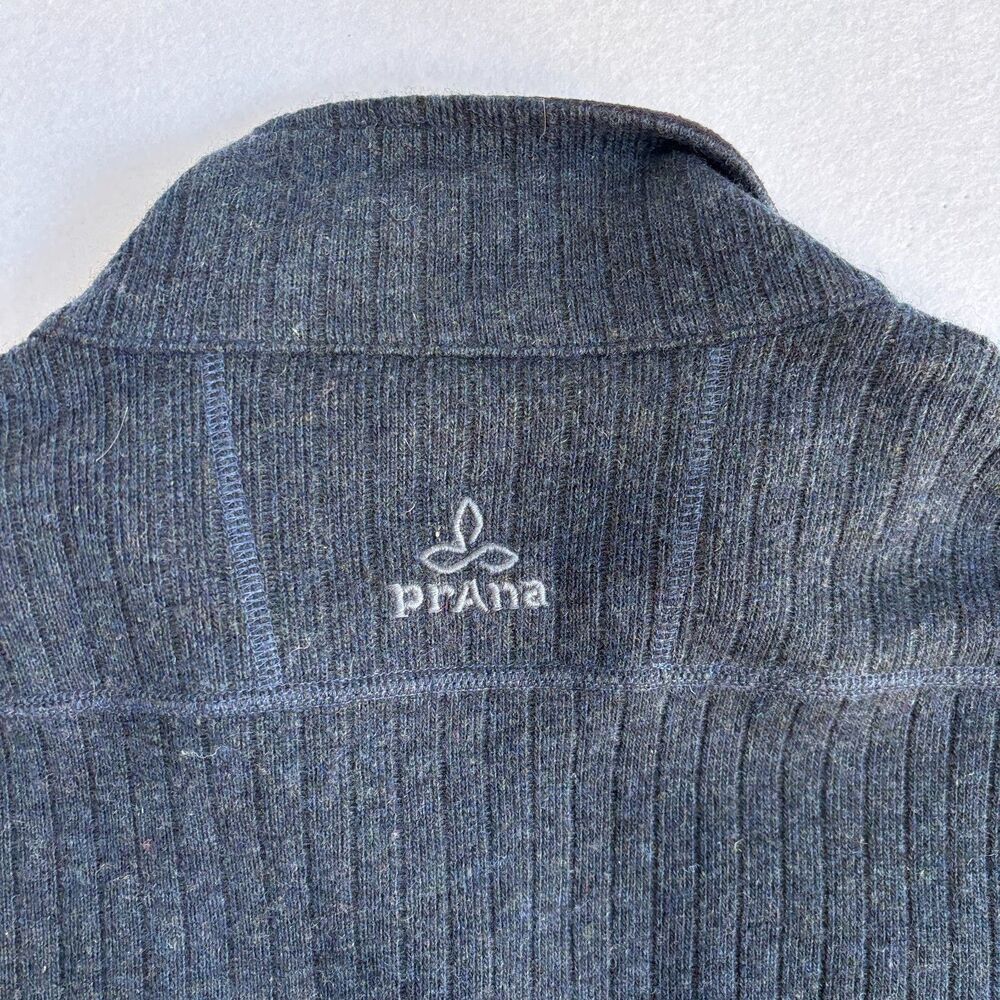 Prana Barclay Wool Blend Full Zip Ribbed Sweater Mens XL Gray - Picture 5 of 8